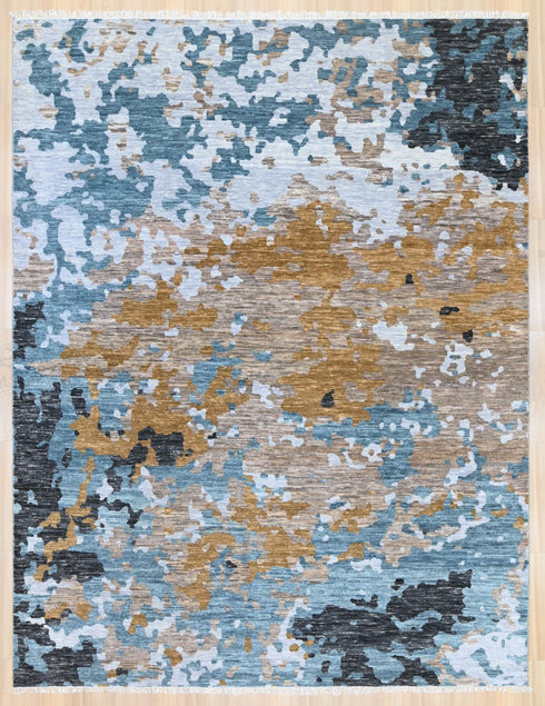 9 X 12 Ft Indoor Area Rug, Multi Color Abstract Design Rug, Indian Hand Knotted Rug, Oriental Rug, Living Floor Rug Home Decor